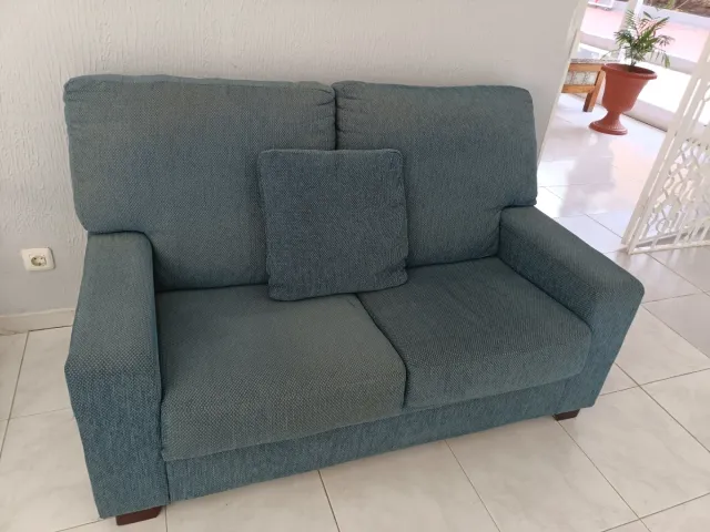 2 Sofás de 2 plazas azul/gris