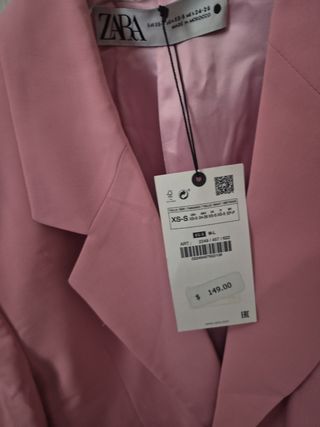 Blazer Zara Rosa Talla M
