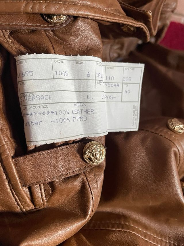 Falda de cuero marrón Versace