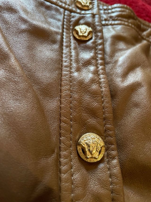 Falda de cuero marrón Versace