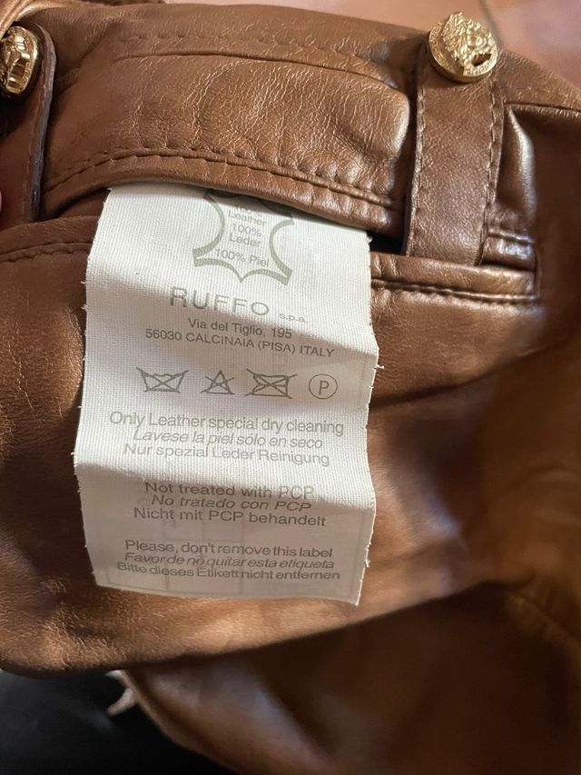 Falda de cuero marrón Versace