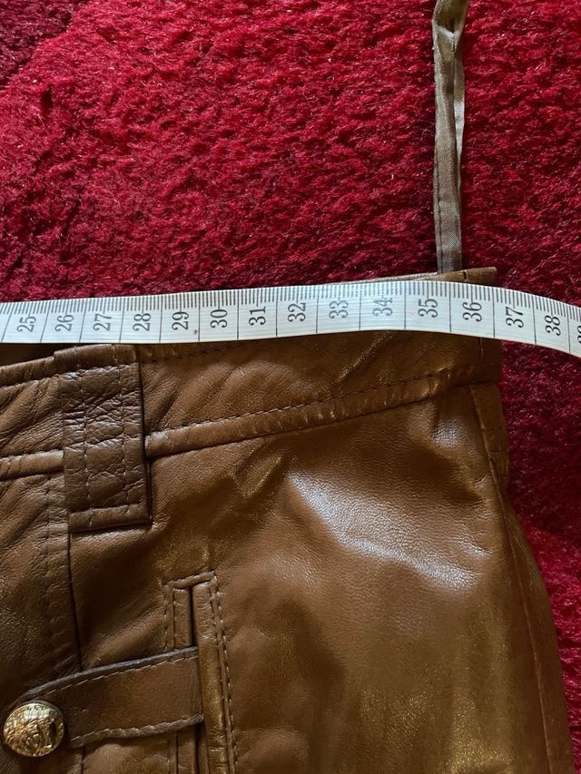 Falda de cuero marrón Versace