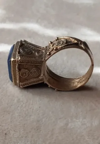 Anello sigillo afghano blu oro