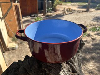 ANTIGUA CACEROLA DE CHAPA ESMALTADA