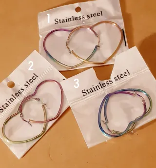 Argolas Coração Aço Inox Multicolorido - unidade