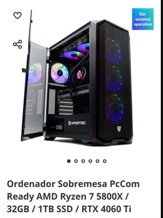 PcCom Ordenador Gaming Ryzen 7 5800X RTX 4060 Ti