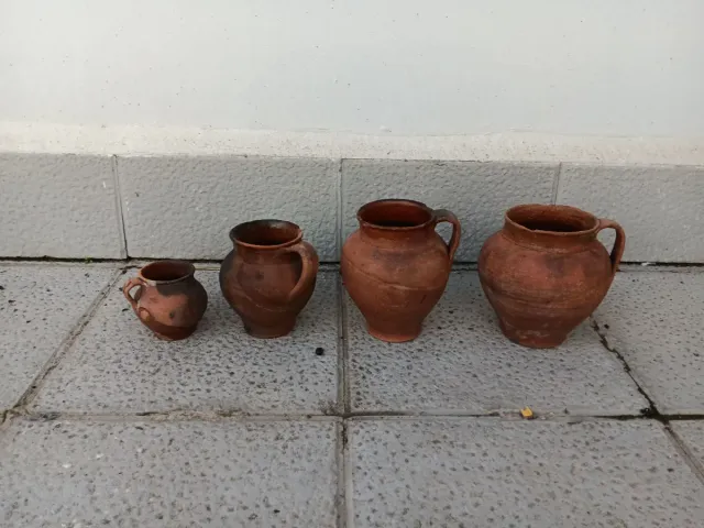 4 Pucheros de Barro por Tamaños antiguos
