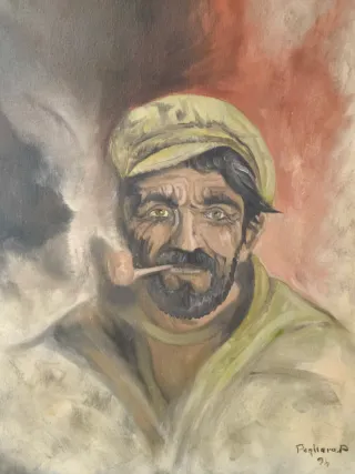 Antiguo cuadro,Lienzo al óleo Marinero Italia