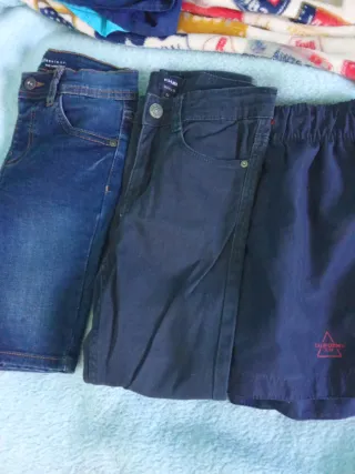 Pantalones cortos niño azul y verde