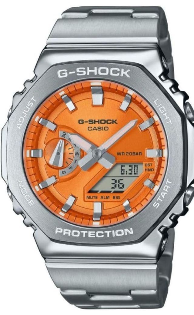Reloj G-Shock Casio Naranja y Plateado