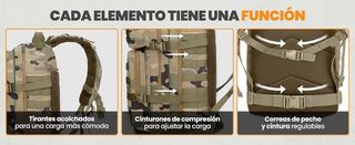 Mochila Táctica 50L Impermeable Prepper Beige