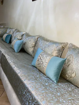 Fundas Salón Marroquí Azul y Dorado