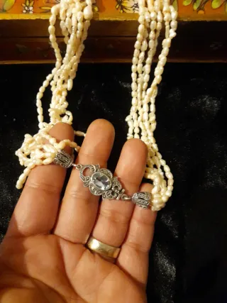 Collar antiguo plata perlas