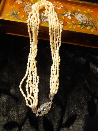 Collar antiguo plata perlas