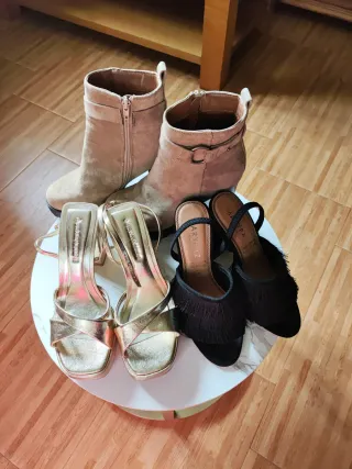 Lote Sandalias y Botines Talla 37 Doradas