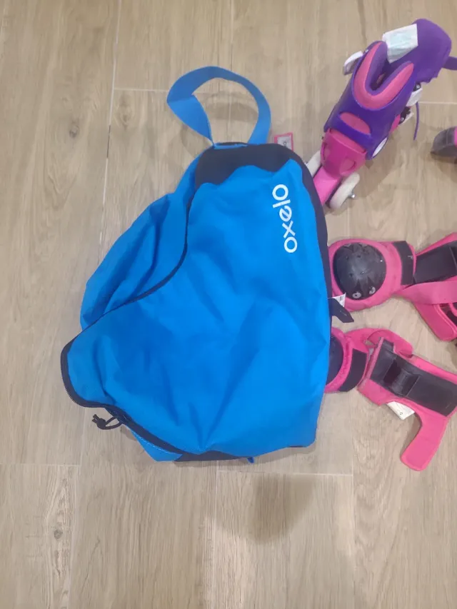 Patines, rodilleras, coderas, muñequeras y bolsa