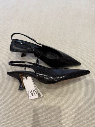 Zapatos Zara Mujer Tacón Slingback Piel Serpiente
