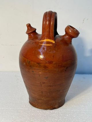 Botijo de Barro con Esmalte Bicolor