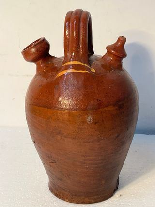 Botijo de Barro con Esmalte Bicolor