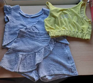 Conjunto y top amarillo niña