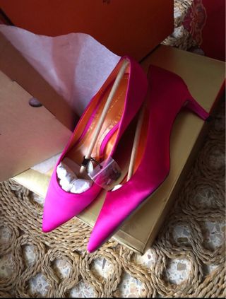 Zapatos Zara Fiesta Raso Rosa Nuevos