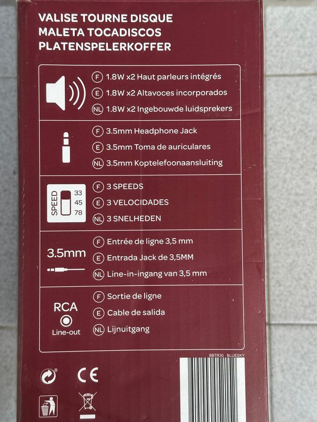 Tocadiscos Bluesky Maleta Negro/Rojo