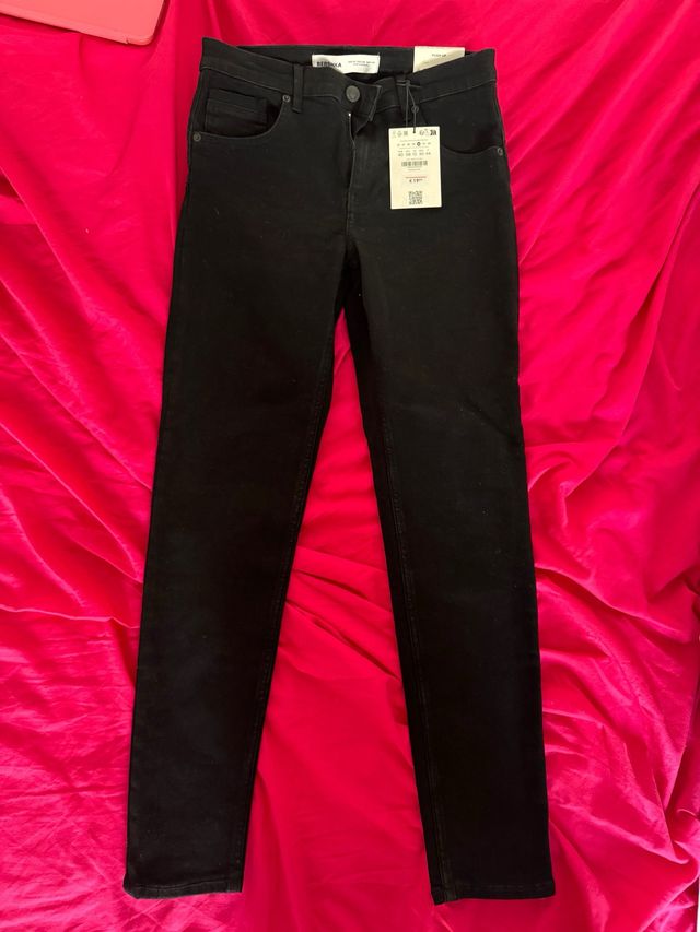Bershka Vaqueros Skinny Negros Talla S