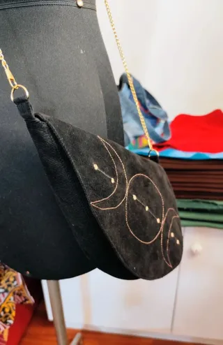 Borsa pochette velluto nero triplice luna