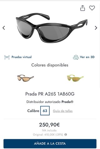 Gafas de Sol Prada Originales Negras/Marrones