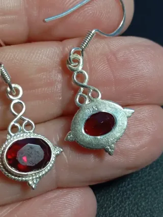 Pendientes Plata Ley granate