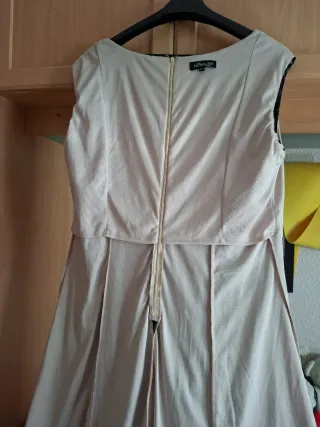 Vestido fiesta negro y beige