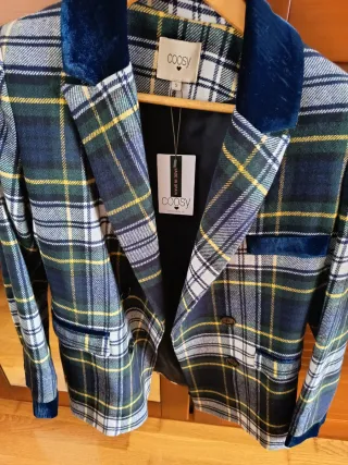 Americana Coosy cuadros azul y verde Talla S