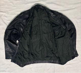Chaqueta de cuero vintage negra L/XL