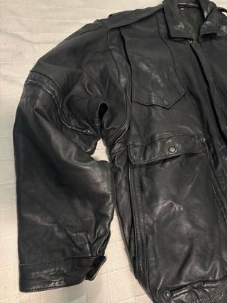 Chaqueta de cuero vintage negra L/XL