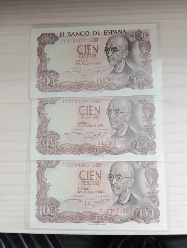 3 Billetes 100 Pesetas Banco de España