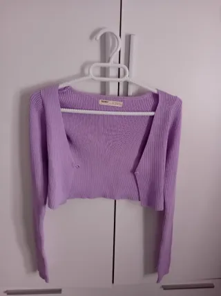 Cárdigan lila pastel