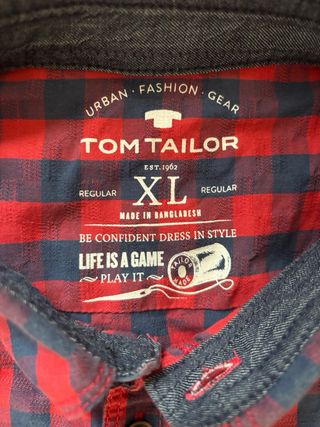 Camicia Tom Tailor Uomo XL a Quadri Rossi e Blu