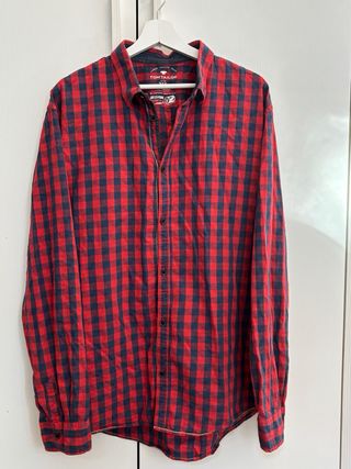 Camicia Tom Tailor Uomo XL a Quadri Rossi e Blu