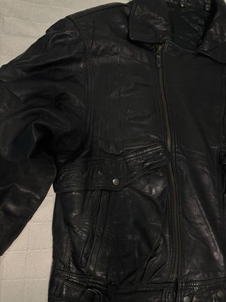 Chaqueta Cuero Vintage Negra cortefiel XL