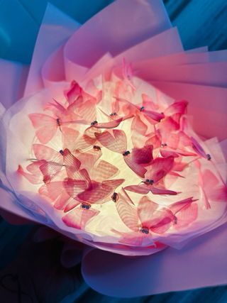 Bouquet  con nastro di rasso fatti a mano