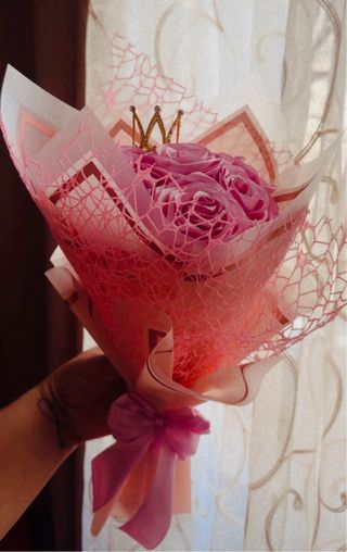 Bouquet  con nastro di rasso fatti a mano