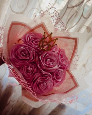 Bouquet  con nastro di rasso fatti a mano