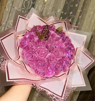 Bouquet  con nastro di rasso fatti a mano