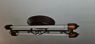 Lámpara cocina 2 tubos,  de madera y metal