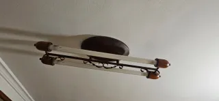 Lámpara cocina 2 tubos,  de madera y metal