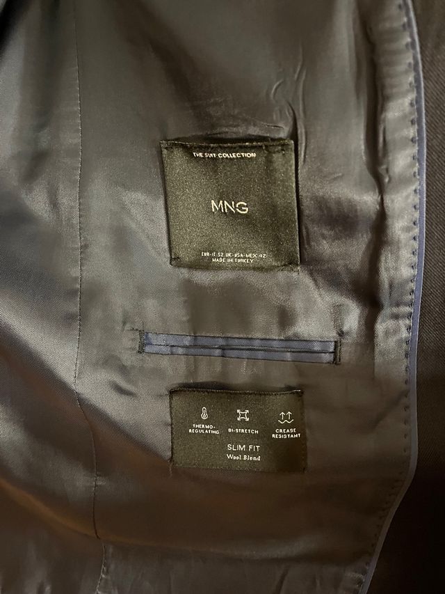 Traje azul Mango Slim Fit Lana