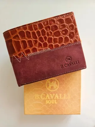 Portafogli B. Cavalli uomo pelle marrone e rossa