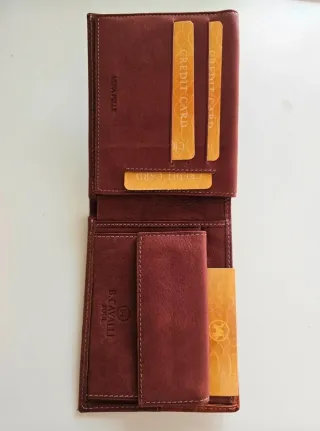 Portafogli B. Cavalli uomo pelle marrone e rossa
