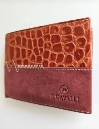 Portafogli B. Cavalli uomo pelle marrone e rossa
