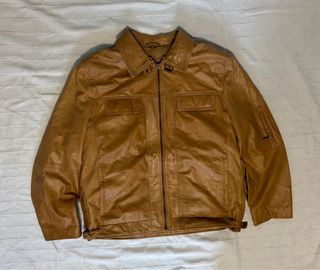 Chaqueta de cuero vintage marrón M